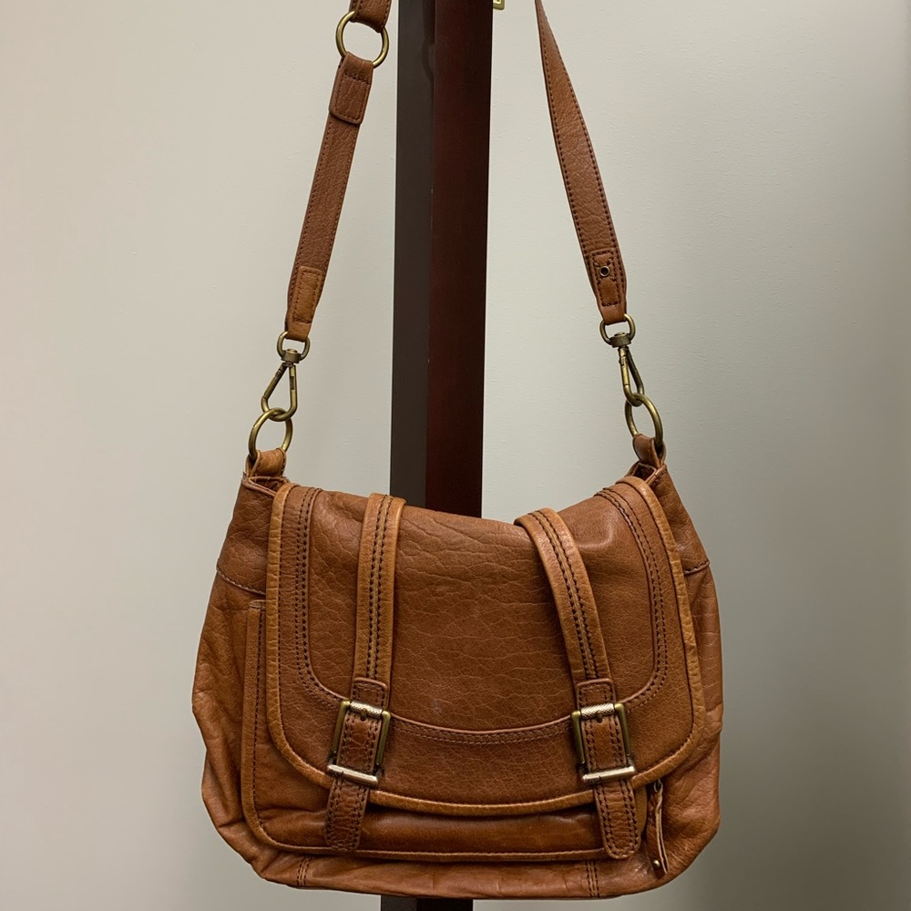 Beautiful brown leather crossbody or shoulder The Sak messenger bag